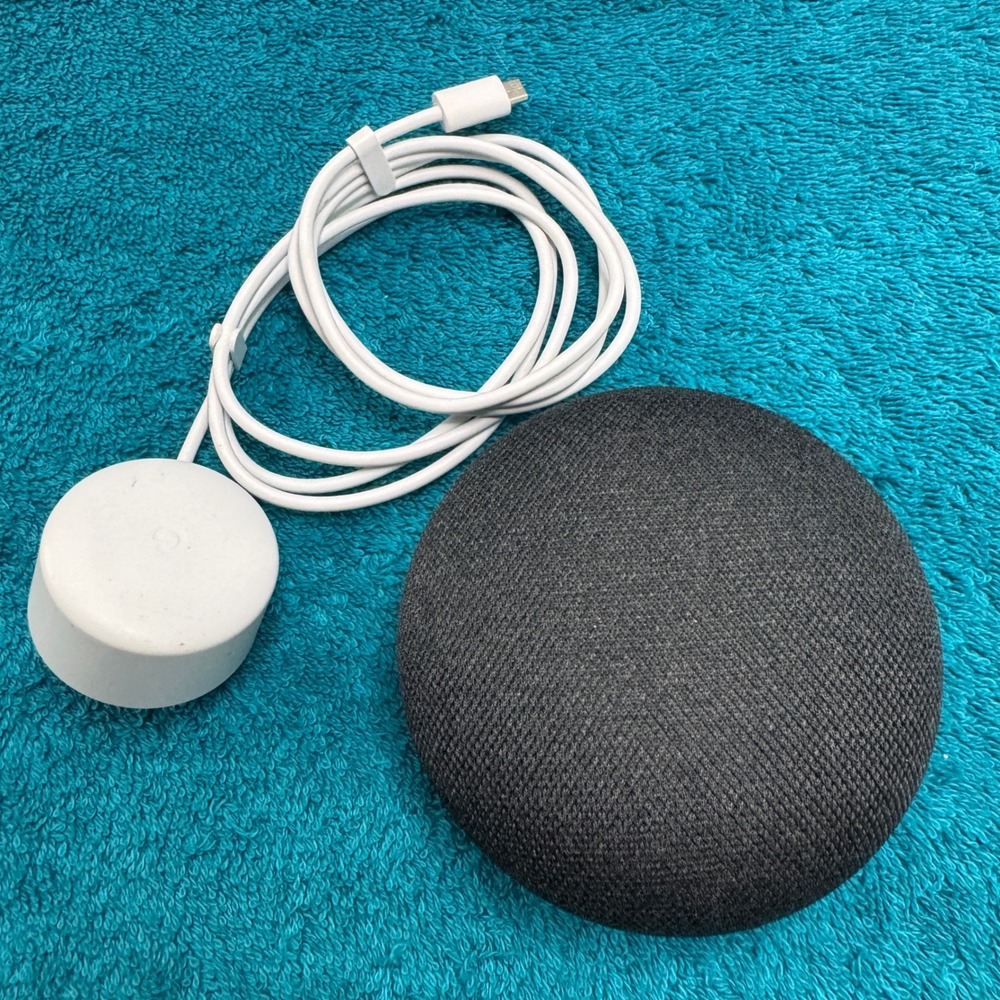 Google Home Mini Smart Speaker Charcoal Model H0A with Power Adapter Cable